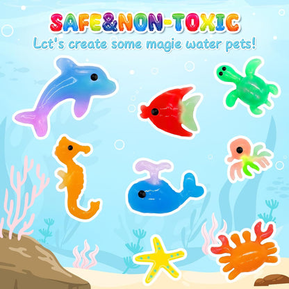 MOMSIV Aqua Gelz Set magico fai da te 3D gel d'acqua giocattolo regalo a partire dai 4 5 6 7 anni per ragazze, kit creativo Magic Water Elf Toy Kit con 20 colori e 24 forme per bambini