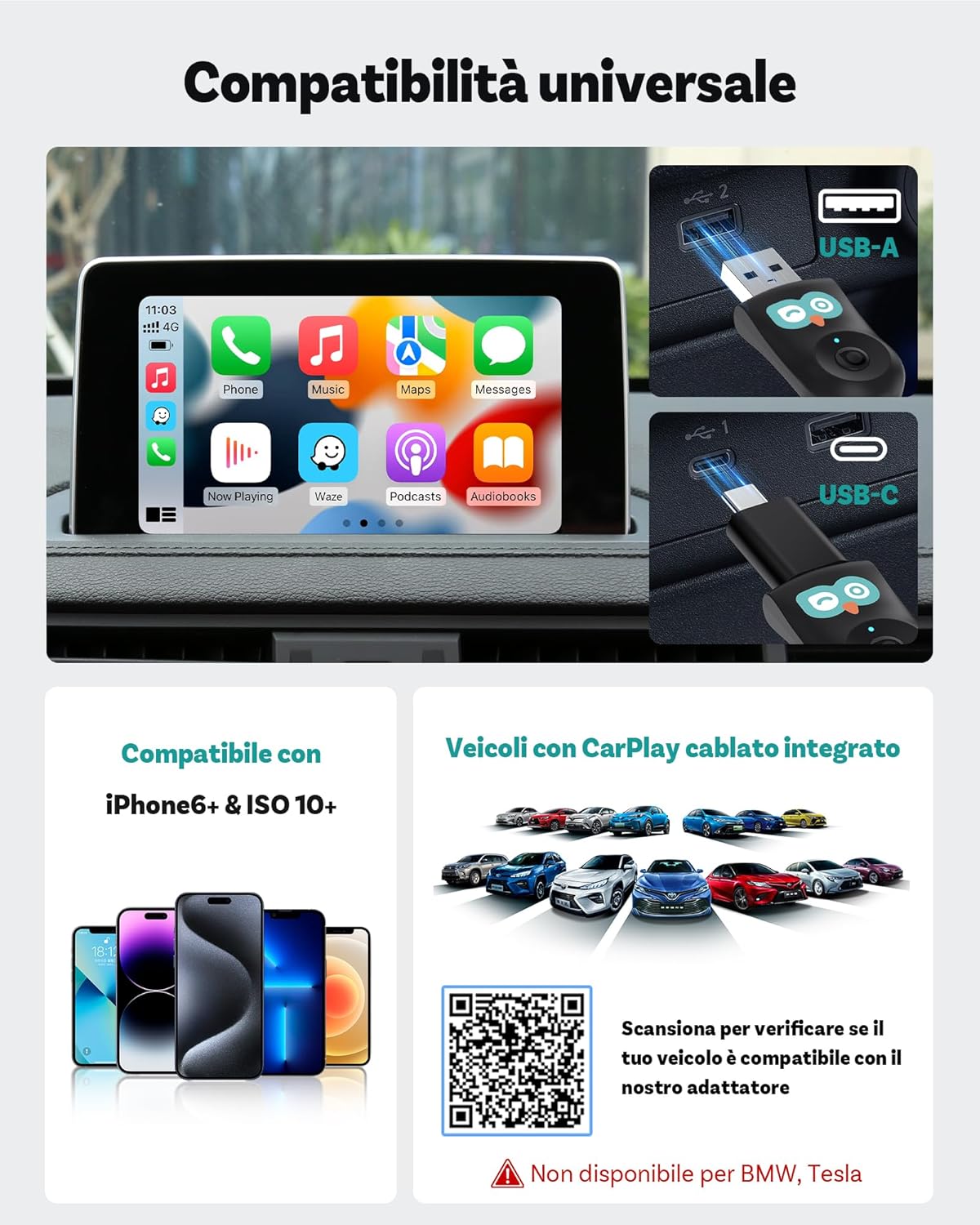 Monitor Bambini Integrato CarPlay Wireless