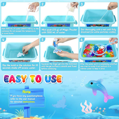 MOMSIV Aqua Gelz Set magico fai da te 3D gel d'acqua giocattolo regalo a partire dai 4 5 6 7 anni per ragazze, kit creativo Magic Water Elf Toy Kit con 20 colori e 24 forme per bambini