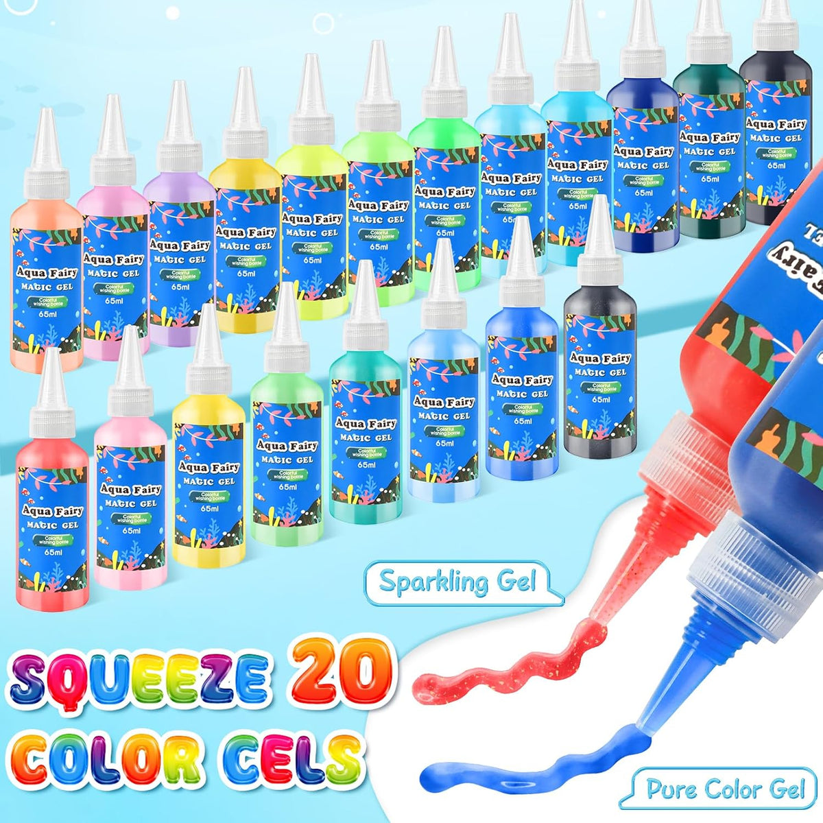 MOMSIV Aqua Gelz Set magico fai da te 3D gel d'acqua giocattolo regalo a partire dai 4 5 6 7 anni per ragazze, kit creativo Magic Water Elf Toy Kit con 20 colori e 24 forme per bambini