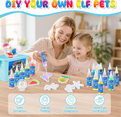 MOMSIV Aqua Gelz Set magico fai da te 3D gel d'acqua giocattolo regalo a partire dai 4 5 6 7 anni per ragazze, kit creativo Magic Water Elf Toy Kit con 20 colori e 24 forme per bambini